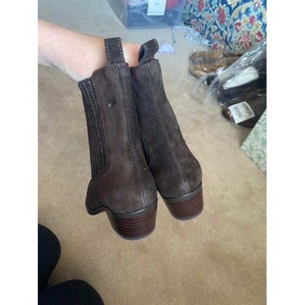 Madewell Ingrid Chelsea Boot Suede Western Snipped Toe Stacked Heel Brown 6.5 - Picture 4 of 6